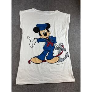 VINTAGE Disney Mickey Mouse Sleeveless Shirt Mens XL White Sailor Key West USA